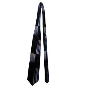 Ottimo Uomo Mens Geometric Striped 100% Silk Neck Tie Black Blue Classic